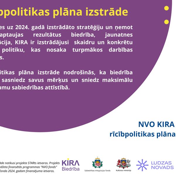 NVO KIRA 
rīcībpolitikas plāna izstrāde